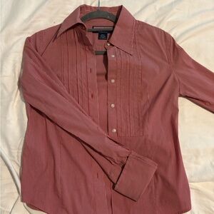 Vineyard Vines Ladies Blouse, red and white stripes, pleated button down vintage